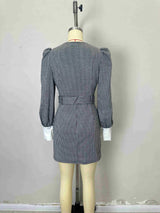 Houndstooth Dress with Oversized Collar image 3