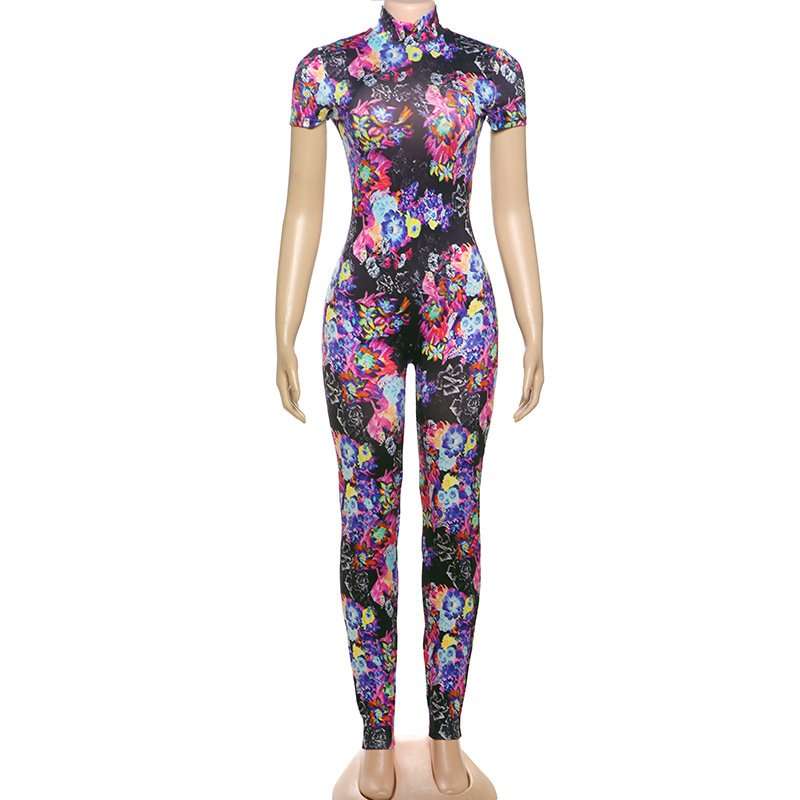 Printed Backless Bodycon Jumpsuit image 3