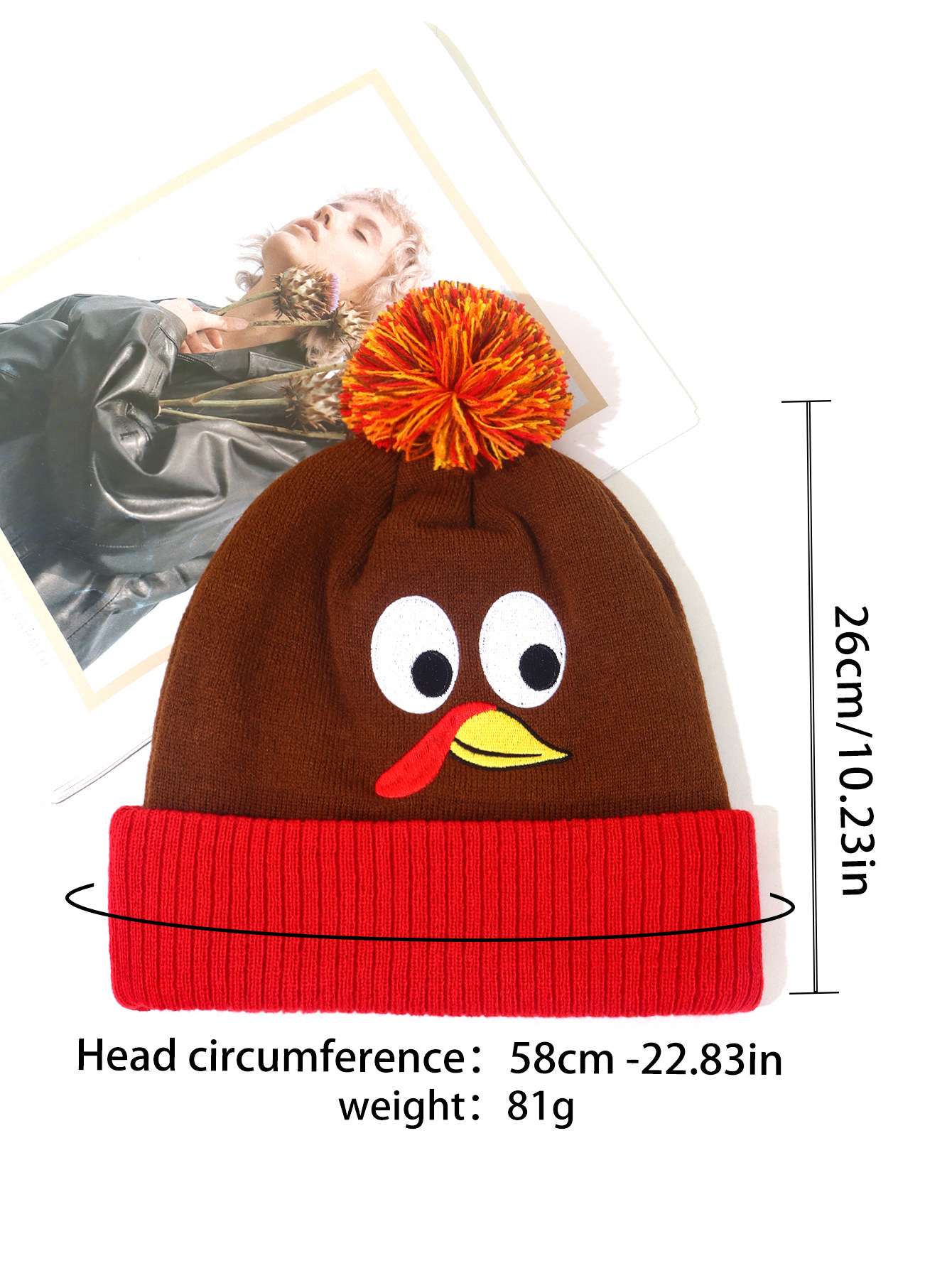 Fun Turkey-Themed Knit Beanie