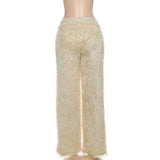 Elegant Feathered Wide-Leg Trousers image 4