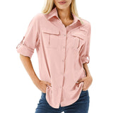 Utility Shirt with Roll-Up Sleeves - L, Pink image