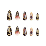 Press on Fake Nails with Vintage Golden Charms image 4