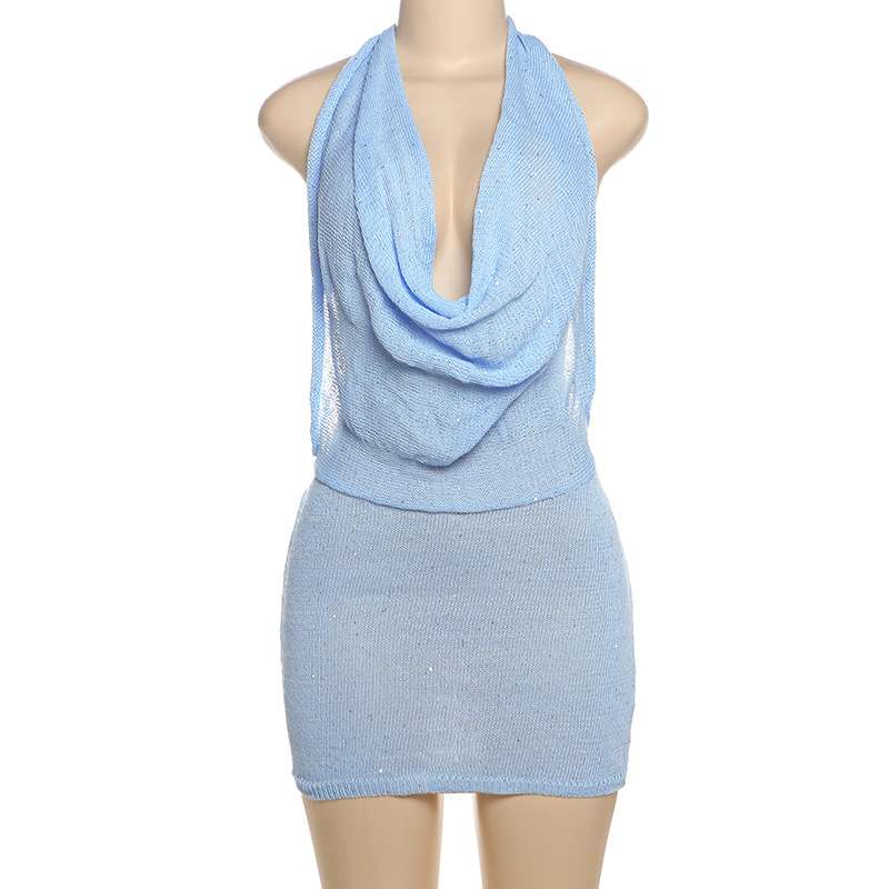 Halter Dress with Deep V-Neck image 4