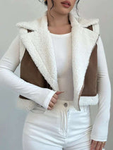 Faux Shearling Vest with Zipper image 0