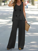 Sleeveless Wide-Leg Set - M, Black image