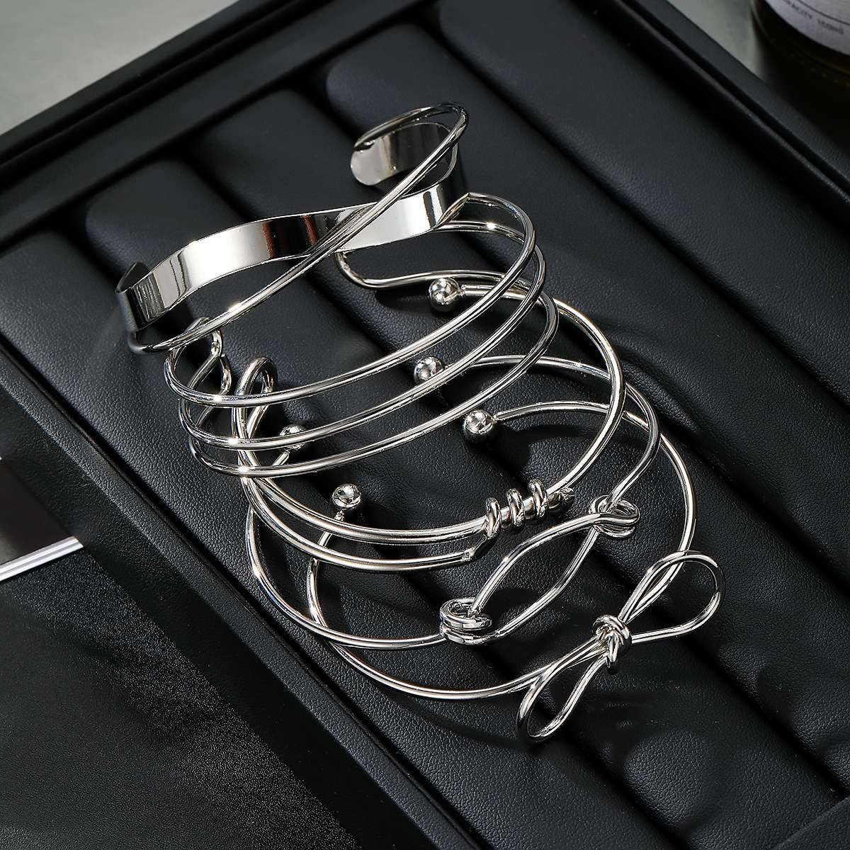 Elegant Silver Wire Cuff Bracelets image 1