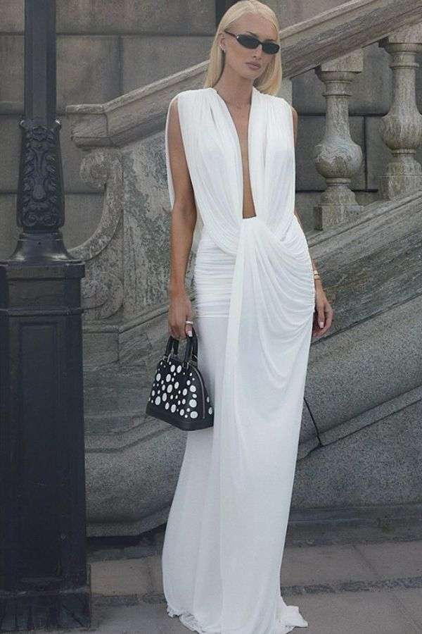 Elegant Draped Maxi Dress image 0