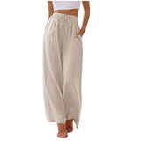 Wide-Leg Pants - S, Beige image