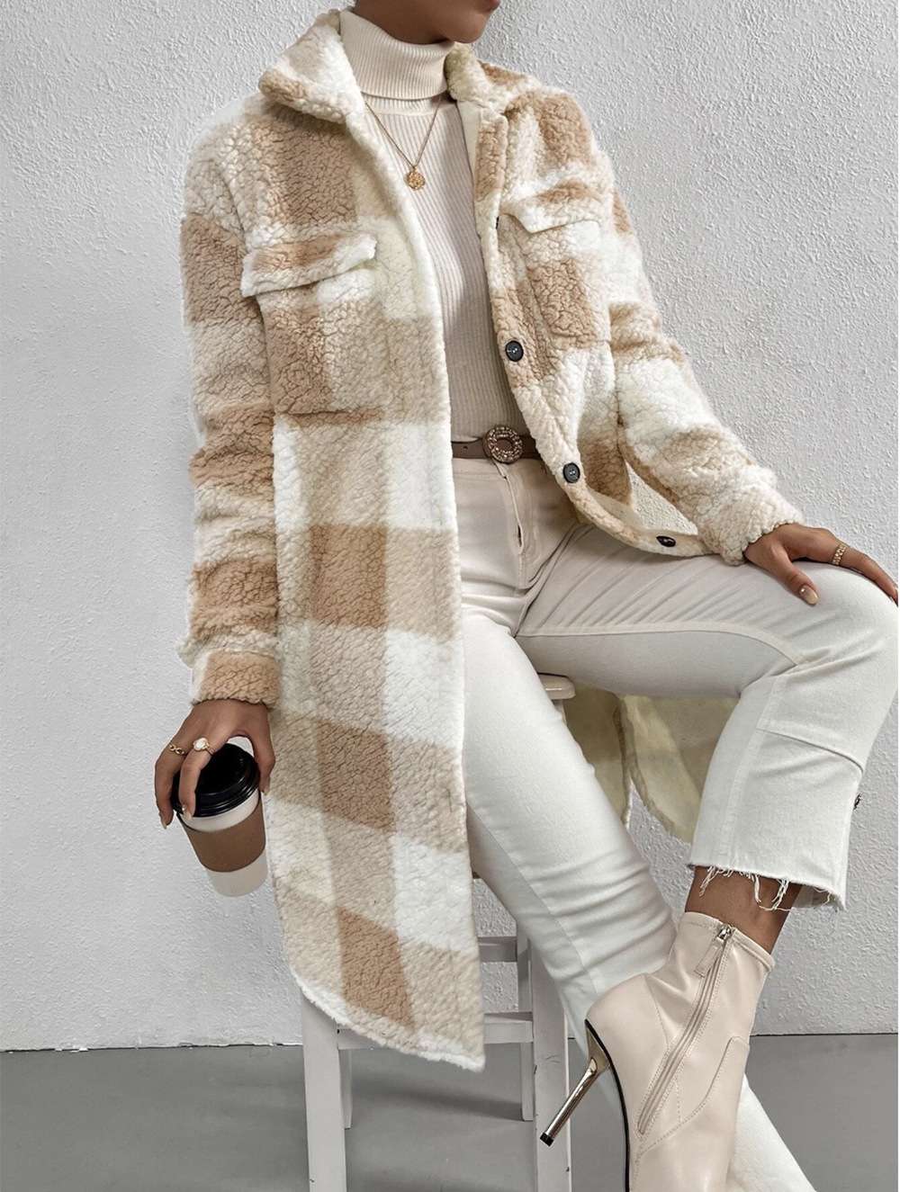 Plaid Sherpa Coat image 3