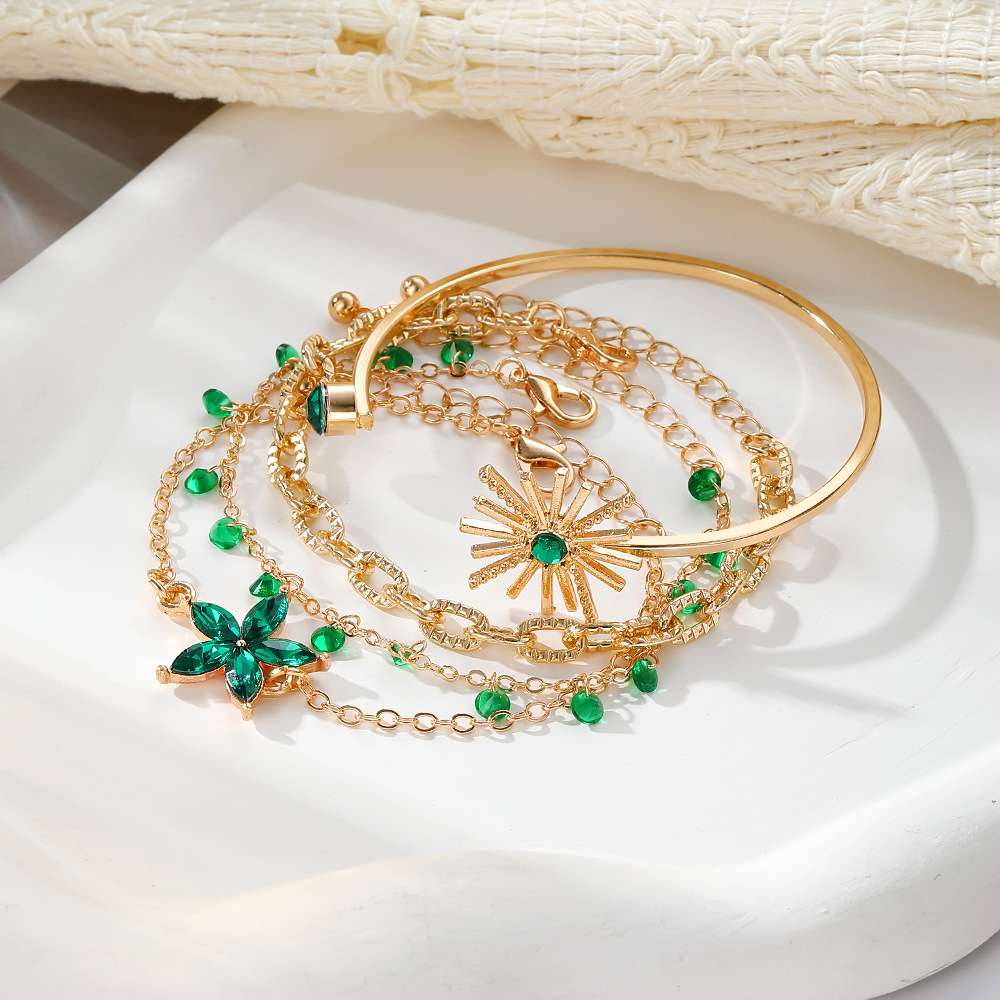 Gold and Green Gemstone Charm Bracelets image 4