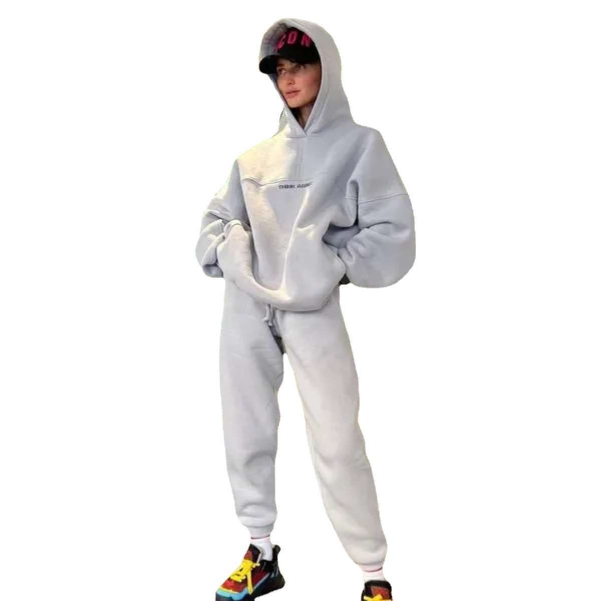 Relax Wear Loose Style Hoodie & Jogger Set - XL, Grey image