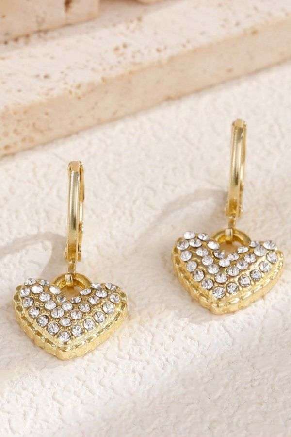 Gold Heart Drop Earrings image 1