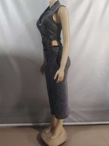 Stylish Cutout Denim Dress with Front Slit image 4