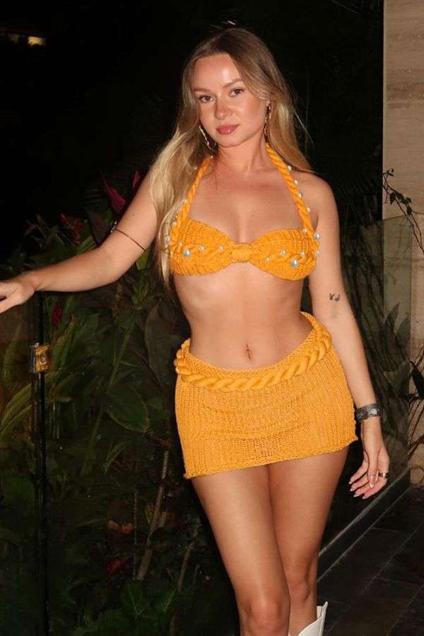 Crochet Bikini Set with Skirt - L, Yellow image