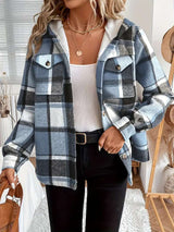 Casual Plaid Flannel Jacket with Hood image 4
