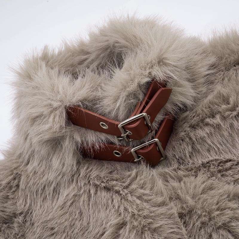 Chic Faux Fur Vest Zippered Jacket image 5