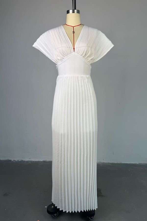 Pleated Maxi Dress with  Back Tie Detail image 0