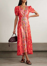 Floral Puff-Sleeve Maxi Dress image 1