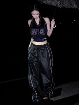 Casual Top & Wide-Leg Pants with Piping image 5