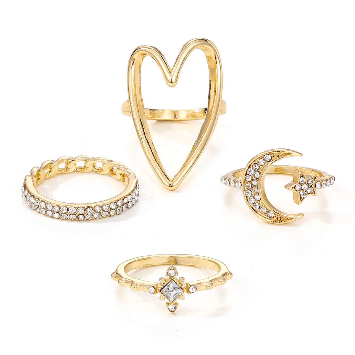 Ring Set - Heart, Moon, & Star Design image 2