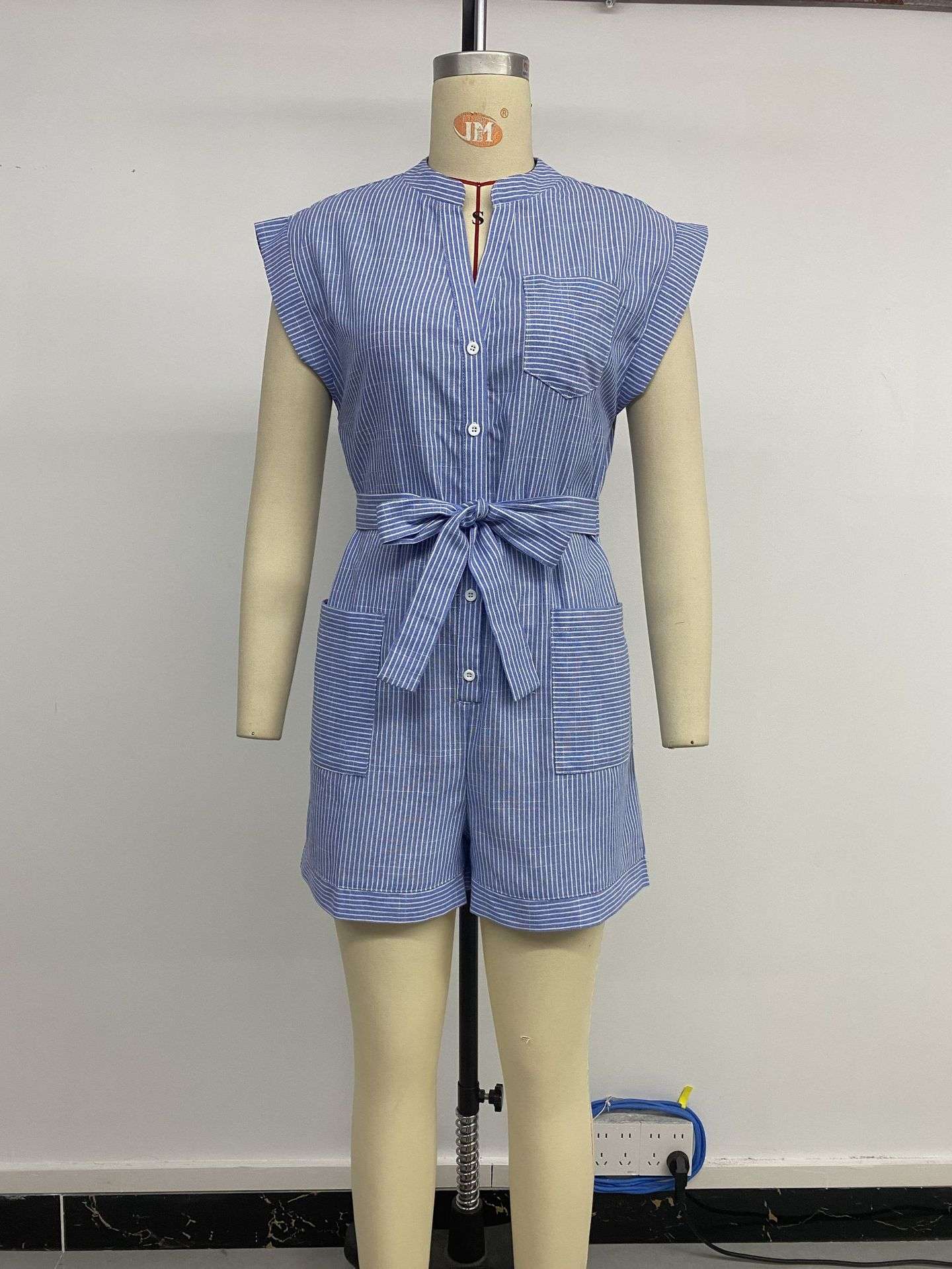 Pinstripe Sleeveless Playful Jumpsuit image 3