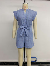 Pinstripe Sleeveless Playful Jumpsuit image 3