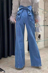 High-Waisted Wide-Leg Ruffled Pants image 0