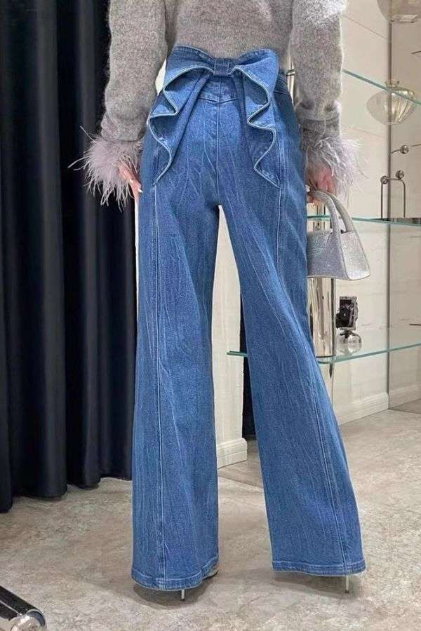 High-Waisted Wide-Leg Ruffled Pants image 0