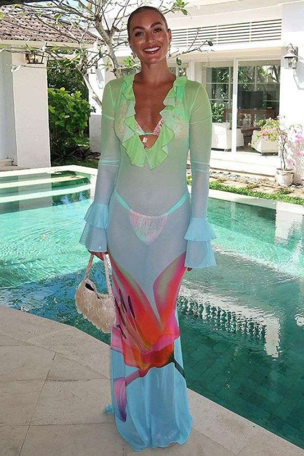 Vibrant Swimsuit Cover-Up with Ruffle Details image 0