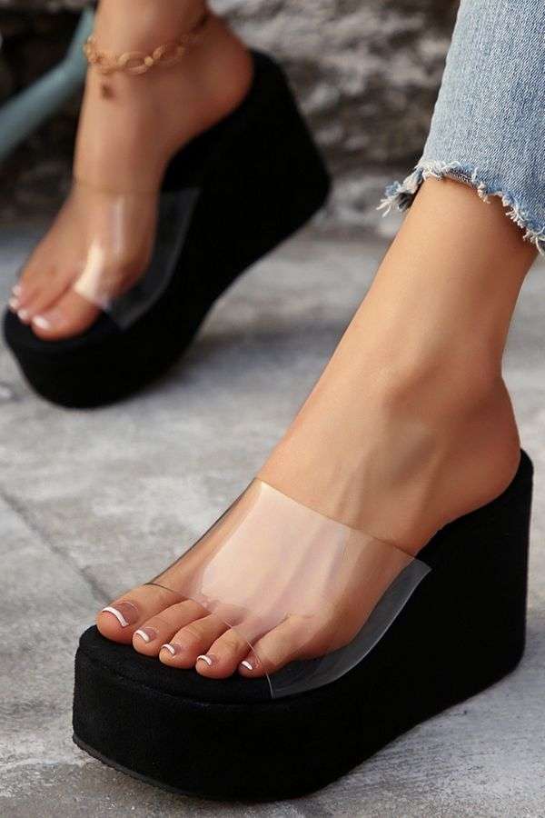 Platform Wedge Slide Sandals image 0
