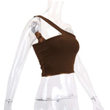 One-Shoulder Fitted Crop Top image 4