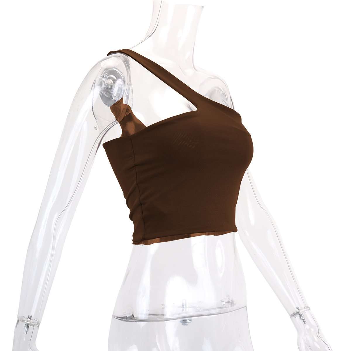 One-Shoulder Fitted Crop Top image 4
