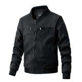 Stand Collar Jacket Double Zipper Pocket - XL, Black image