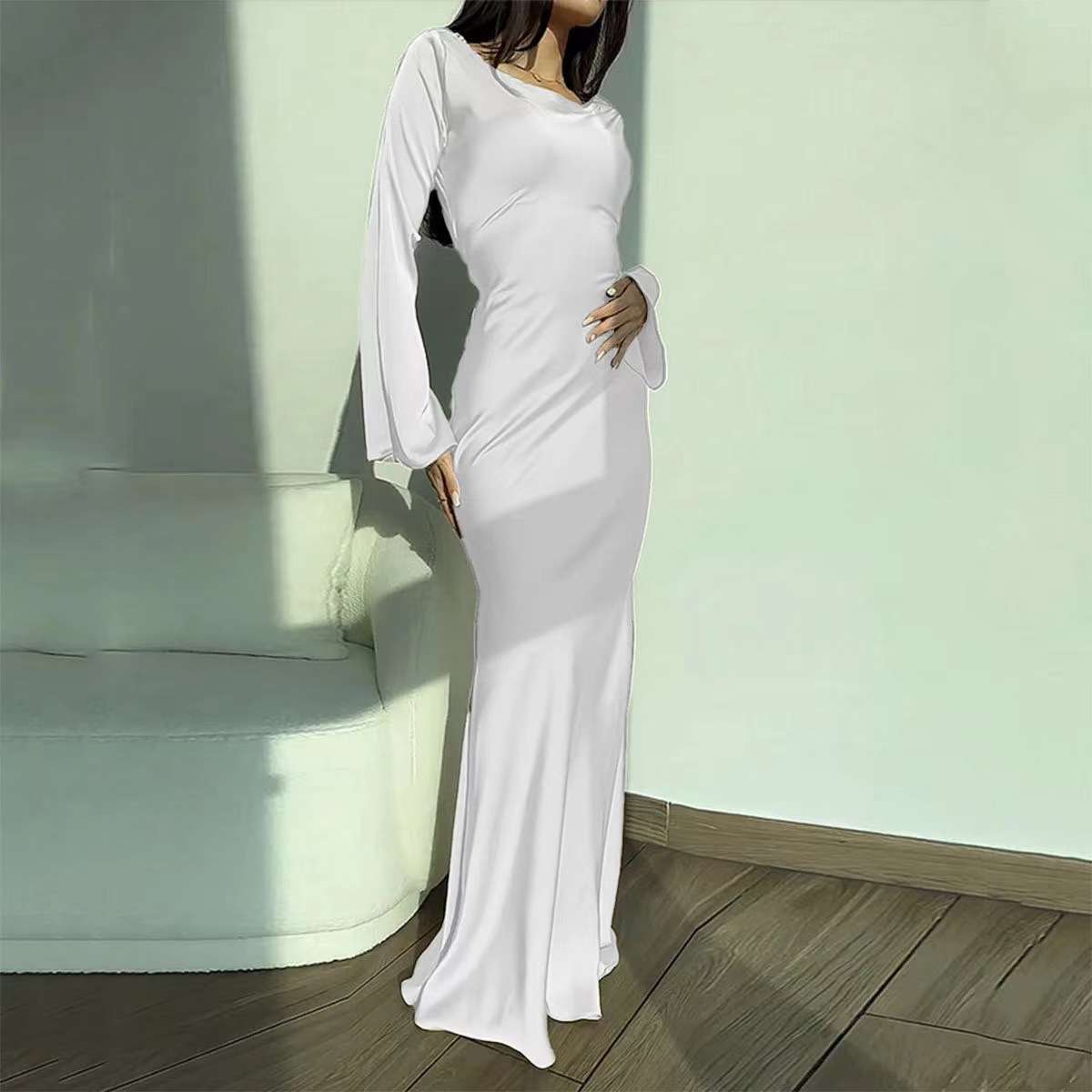 Elegant Evening Dress - L, White image