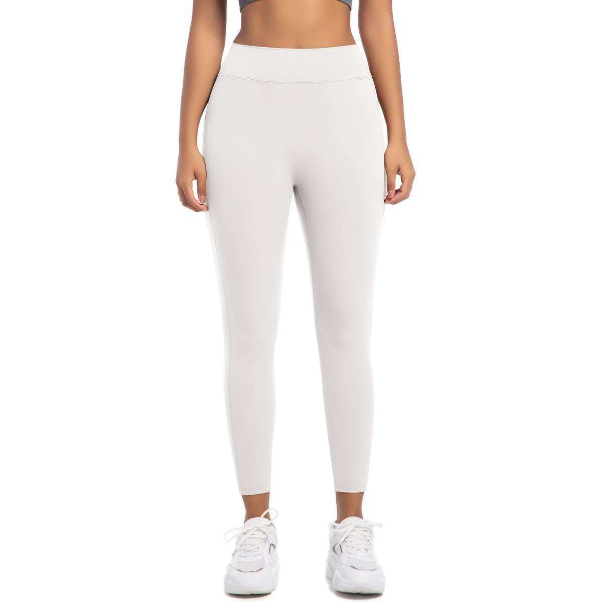 High-Waisted White Leggings - White, L image