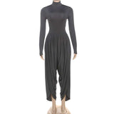 Chic Turtleneck Pleated Draped Jumpsuit image 3