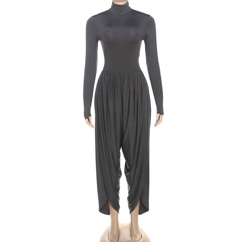 Chic Turtleneck Pleated Draped Jumpsuit image 3