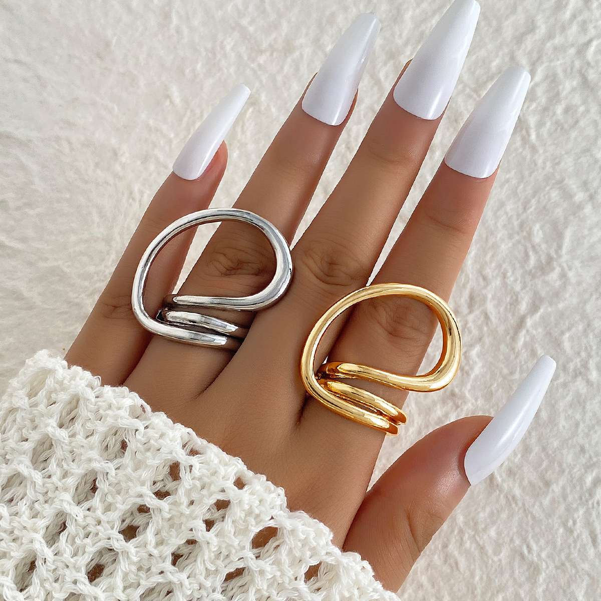 Stylish Open-Heart Chunky Rings image 0