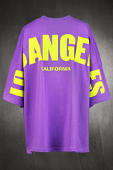 Oversized T-Shirt with Neon Print - M, Purple image