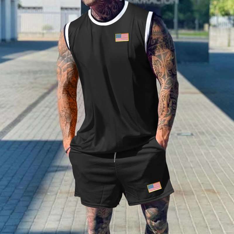 USA Flag Athletic Set - XL, Black image