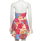 Colorful Floral Strapless Summer Dress image 6