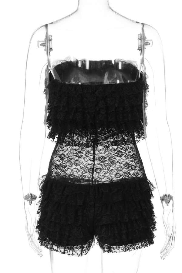 Midnight Elegance Lace Strapless Romper image 3