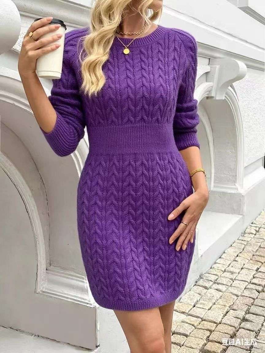 Elegant Cable Knit Sweater Dress image 1
