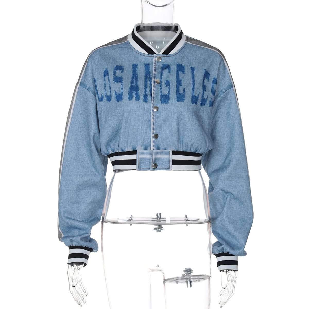 Stand Collar Typography Printed Casual Jacket image 2