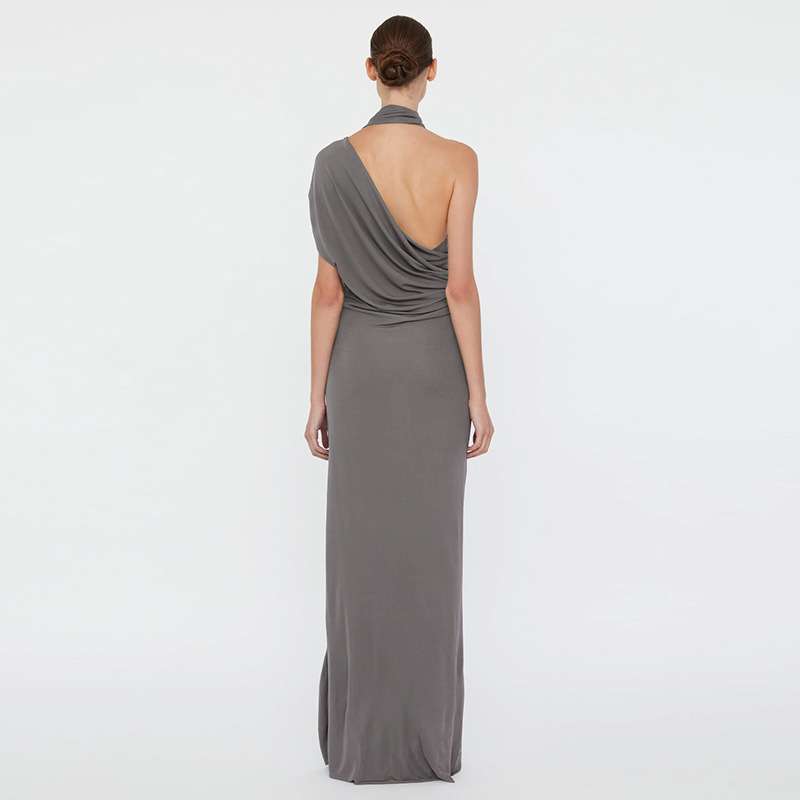 One-Shoulder Gray Evening Gown image 2