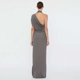 One-Shoulder Gray Evening Gown image 2