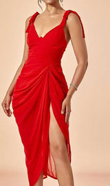Tie-Strap Draped Midi Dress image 3