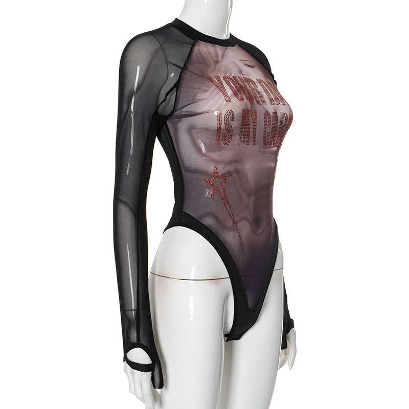 Printed Sheer Fitted Bodysuits image 3