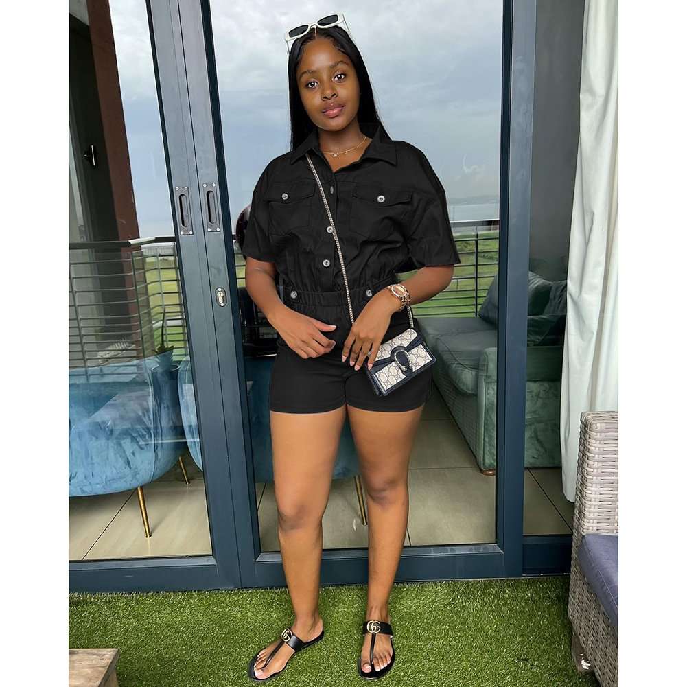 Utility Top & Shorts Set - L, Black image