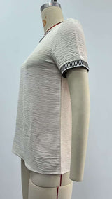 Textured Short-Sleeve T-Shirt with Trim image 7